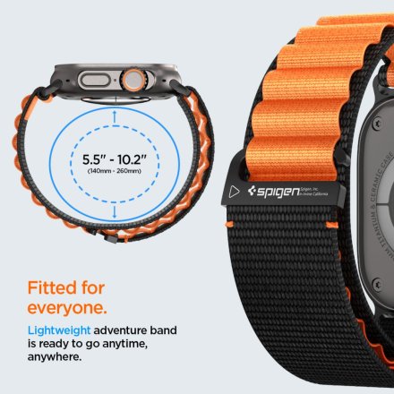 SPIGEN WBF1 BAND APPLE WATCH 6 / 7 / 8 / 9 / 10 / SE / ULTRA 1 / 2 (44 / 45 / 46 / 49 MM) BLACK/ORANGE