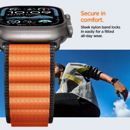 SPIGEN WBF1 BAND APPLE WATCH 6 / 7 / 8 / 9 / 10 / SE / ULTRA 1 / 2 (44 / 45 / 46 / 49 MM) BLACK/ORANGE