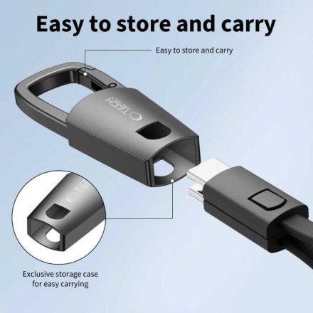TECH-PROTECT ULTRABOOST DNA KEYCHAIN TYPE-C CABLE PD 60W / 3A IRON GREY