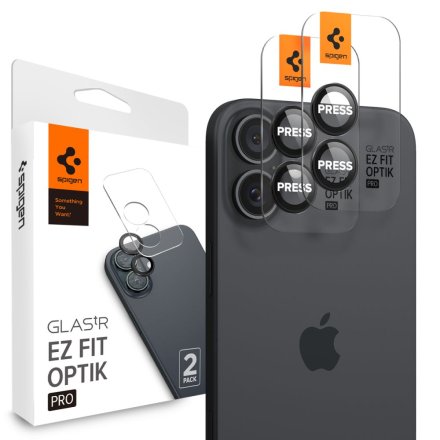 OSŁONA APARATU SPIGEN OPTIK PRO GLAS.TR ”EZ FIT” CAMERA PROTECTOR 2-PACK IPHONE 16 / 16 PLUS / 17 BLACK
