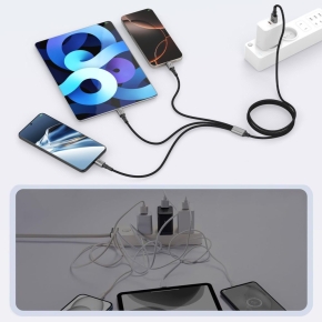 TECH-PROTECT ULTRABOOST DNA 3IN1 LIGHTNING & TYPE-C & MICRO-USB CABLE 3A 120CM IRON GREY
