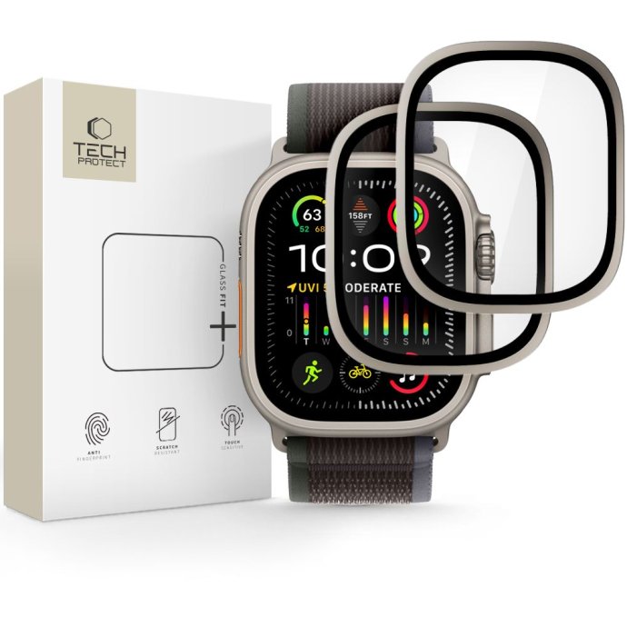 SZKŁO HARTOWANE TECH-PROTECT GLASS RING 2-PACK APPLE WATCH ULTRA 1 / 2 / 3 (49 MM) TITANIUM