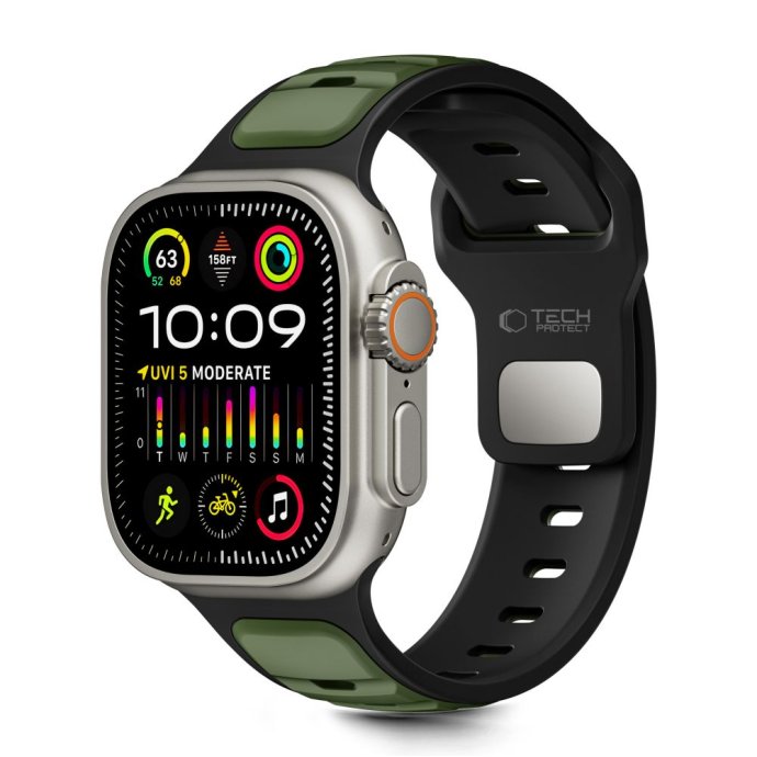 TECH-PROTECT ICONBAND LINE APPLE WATCH 8 / 9 / 10 / 11 / SE / ULTRA (44 / 45 / 46 / 49 MM) BLACK/GREEN