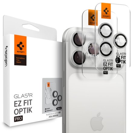OSŁONA APARATU SPIGEN OPTIK PRO GLAS.TR ”EZ FIT” CAMERA PROTECTOR 2-PACK IPHONE 16 PRO / MAX / 17 PRO / MAX SILVER
