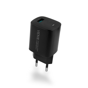 VIDVIE PLE249 Netzladegerät 1xUSB + Type C-Kabel 3A 18W QC 3.0 schwarz