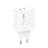 Travel charger VIDVIE PLE261 3A 45W GaN 2xType-C+Type-C/iPhone cable white