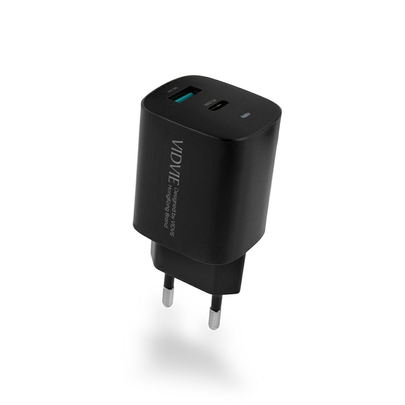 VIDVIE PLE248 Netzladegerät 1xUSB + 1xType C + Micro Kabel 3A PD 20W schwarz