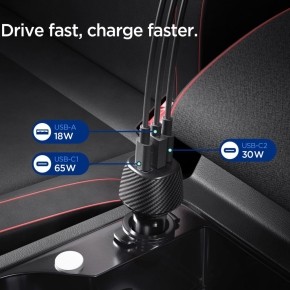 SPIGEN ESSENTIAL EV1133 3-PORT CAR CHARGER 113W BLACK