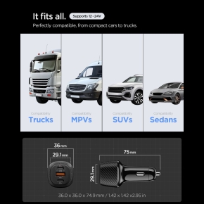 SPIGEN ESSENTIAL EV1133 3-PORT CAR CHARGER 113W BLACK