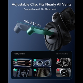 ESR OMNILOCK CRYOBOOST MAGNETIC MAGSAFE VENT CAR MOUNT WIRLESSS CHARGER QI2.2 25W BLACK