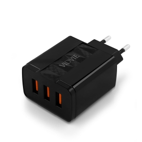 VIDVIE PLE231 Netzladegerät 3xUSB + iPhone-Kabel 3.4A schwarz