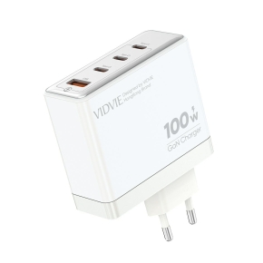 Ładowarka sieciowa VIDVIE PLE225 1xUSB + 3xType C 5A 100W GaN biały