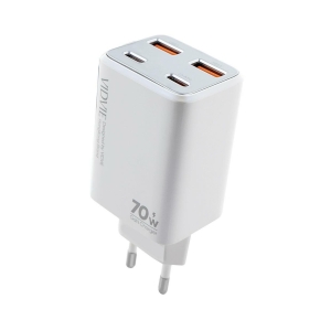 VIDVIE PLE222 Netzladegerät 2xUSB + 2xType C 70W GaN Weiß