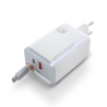 Travel charger VIDVIE PLE224 67W 1xUSB+1xType C + built-in Type C cable white