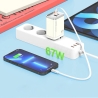 Travel charger VIDVIE PLE224 67W 1xUSB+1xType C + built-in Type C cable white