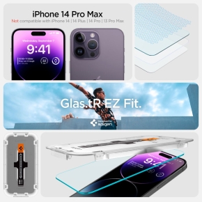 SZKŁO HARTOWANE SPIGEN GLAS.TR ”EZ FIT” 2-PACK IPHONE 14 PRO CLEAR