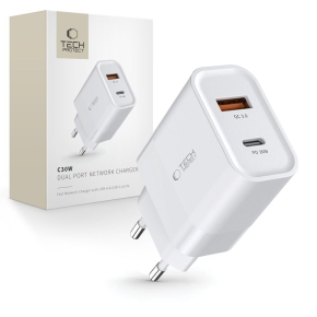 TECH-PROTECT C30W 2-PORT NETWORK CHARGER PD 30W  QC3.0 WHITE