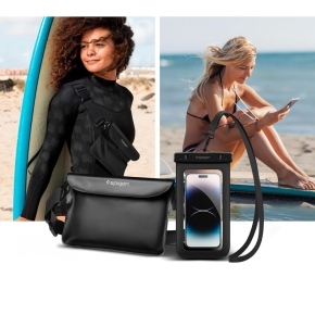 SPIGEN A621 UNIVERSAL WATERPROOF CASE & WAIST BAG BLACK
