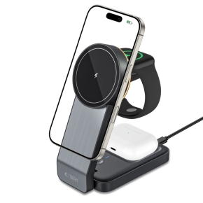 TECH-PROTECT QI15W-A28 3IN1 MAGNETIC MAGSAFE WIRELESS CHARGER BLACK