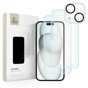SZKŁO HARTOWANE TECH-PROTECT SUPREME SET 3-PACK IPHONE 15 CLEAR