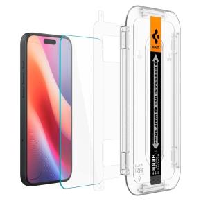 SZKŁO HARTOWANE SPIGEN GLAS.TR ”EZ FIT” 2-PACK IPHONE 15  16 CLEAR