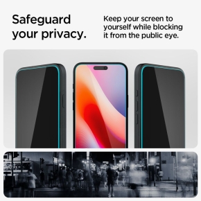 SZKŁO HARTOWANE SPIGEN GLAS.TR ”EZ FIT” 2-PACK IPHONE 15  16 PRIVACY