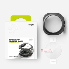 RINGKE SLIM & TEMPERED GLASS SAMSUNG GALAXY WATCH ULTRA 2024  2025 (47 MM) TITANIUM BLACK