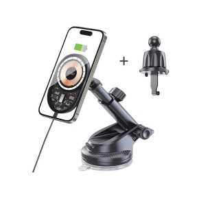 TECH-PROTECT MM15W-V6 MAGNETIC MAGSAFE DASHBOARD & VENT CAR MOUNT WIRELESS CHARGER 15W BLACKINTERIOR