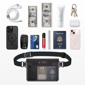 TECH-PROTECT UWP10 UNIVERSAL WATERPROOF POUCH 10 INCH BLACKCLEAR