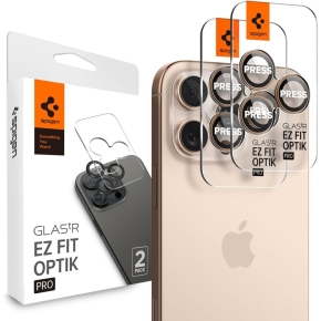 OSŁONA APARATU SPIGEN OPTIK PRO GLAS.TR ”EZ FIT” CAMERA PROTECTOR 2-PACK IPHONE 16 PRO  MAX  17 PRO  MAX DESERT TITANIUM
