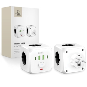 TECH-PROTECT PCL3X4 POWER SOCKET 2 USB & 2 TYPE-C & 3 SOCKET WHITE