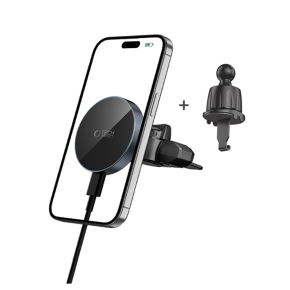 TECH-PROTECT MM15W-V5 MAGNETIC MAGSAFE CD & VENT CAR MOUNT WIRELESS CHARGER 15W BLACKBLACK
