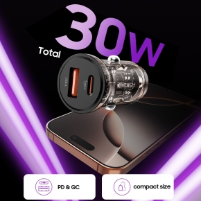 TECH-PROTECT CC01 2-PORT CAR CHARGER PD 30W  QC3.0 BLACK