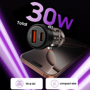 TECH-PROTECT CC03 2-PORT CAR CHARGER PD 30W  QC3.0 BLACK