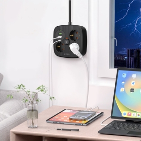TECH-PROTECT PCS3X4 POWER STRIP 2 USB & 2 TYPE-C & 3 SOCKET 200CM BLACK
