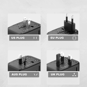 TECH-PROTECT TA200 TRAVEL ADAPTER EU  UK  US  AU BLACK