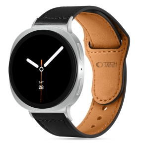 TECH-PROTECT LEATHERFIT SAMSUNG GALAXY WATCH 8  CLASSIC (40  44  46 MM) BLACK