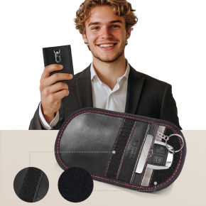 KLATKA FARADAYA TECH-PROTECT KLR100 POUCH KEYLESS RFID SIGNAL BLOCKER CASE BLACKRED