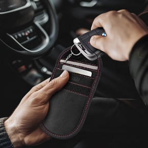 KLATKA FARADAYA TECH-PROTECT KLR100 POUCH KEYLESS RFID SIGNAL BLOCKER CASE BLACKRED