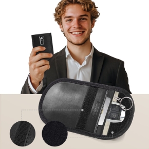 KLATKA FARADAYA TECH-PROTECT KLR100 POUCH KEYLESS RFID SIGNAL BLOCKER CASE BLACKBLACK