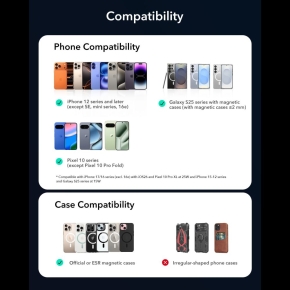 ESR OMNILOCK CRYOBOOST MAGNETIC MAGSAFE VENT CAR MOUNT WIRLESSS CHARGER 25W QI2.2 BLACK