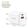 TECH-PROTECT NCA45W-GAN 2-PORT NETWORK CHARGER PD 45W  QC3.0 + LIGHTNING CABLE WHITE