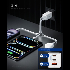 SPIGEN EE673EU ESSENTIAL 3-PORT NETWORK CHARGER 67W WHITE