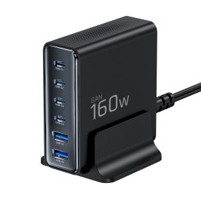 TECH-PROTECT DC160W-GAN 6-PORT DESKTOP CHARGER PD 160W  QC3.0 BLACK