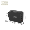 TECH-PROTECT NC200W-GAN 4-PORT NETWORK CHARGER PD 200W  QC3.0 BLACK
