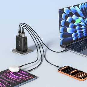 TECH-PROTECT NC200W-GAN 4-PORT NETWORK CHARGER PD 200W  QC3.0 BLACK