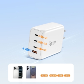 TECH-PROTECT NC200W-GAN 4-PORT NETWORK CHARGER PD 200W  QC3.0 WHITE
