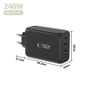 TECH-PROTECT NC240W-GAN 4-PORT NETWORK CHARGER PD 240W  QC3.0 BLACK