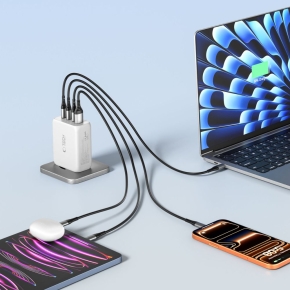 TECH-PROTECT NC200W-GAN 4-PORT NETWORK CHARGER PD 200W  QC3.0 WHITE