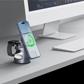 TECH-PROTECT A48 3IN1 MAGNETIC MAGSAFE WIRELESS CHARGER 25W QI2.2 DARK GREY